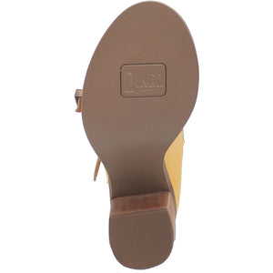 Ziggy Yellow Studded Buckle Strap Leather Sandal Bootie (DS)