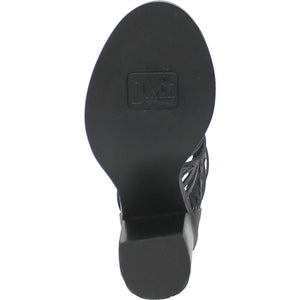 Jeezy Black Braided Leather Open Toe Heels (DS)