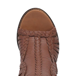 Jeezy Tan Braided Leather Open Toe Heels (DS)