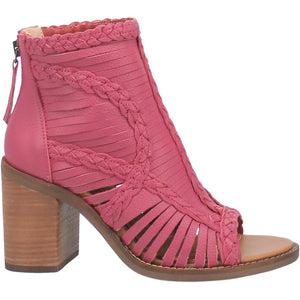 Jeezy Fuchsia Braided Leather Open Toe Heels (DS)