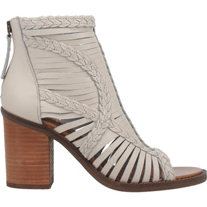 Jeezy White Braided Leather Open Toe Heels (DS)