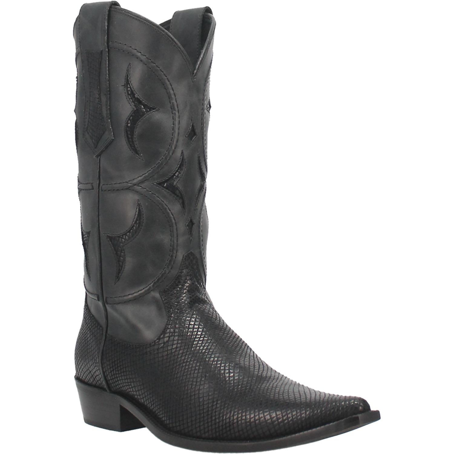 Dodge City Black Leather Detailing Boots (DS)