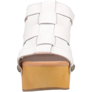 Dagwood Leather Woven Studded Platform Clogs ~ WHITE (DS) DP