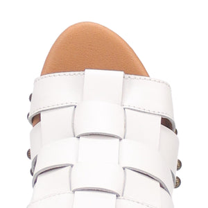 Dagwood Leather Woven Studded Platform Clogs ~ WHITE (DS) DP