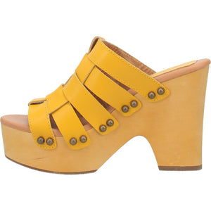 Dagwood Leather Woven Studded Platform Clogs ~ YELLOW (DS) DP