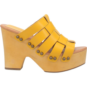 Dagwood Leather Woven Studded Platform Clogs ~ YELLOW (DS) DP