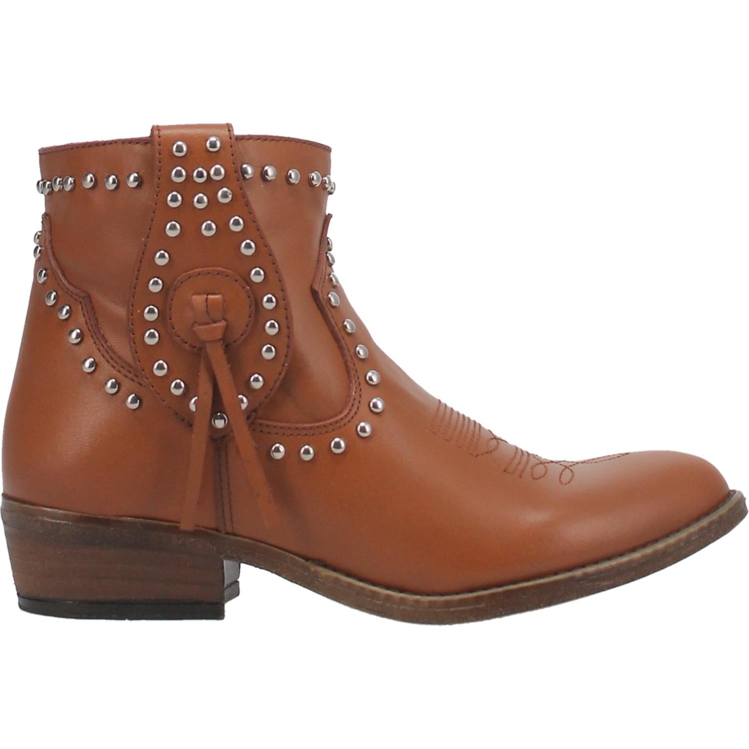 Destry Studded Camel Leather Booties (DS)