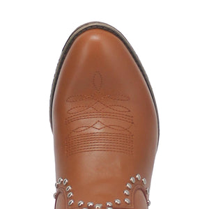 Destry Studded Camel Leather Booties (DS)