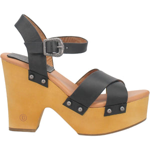 Woodstock Cris-Cross Leather Studded Platform Sandals ~ BLACK (DS) DP