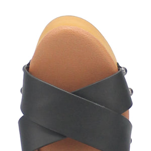 Woodstock Cris-Cross Leather Studded Platform Sandals ~ BLACK (DS) DP