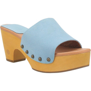Beechwood Suede Leather Studded Platform Clogs ~ BLUE SUEDE (DS) DP