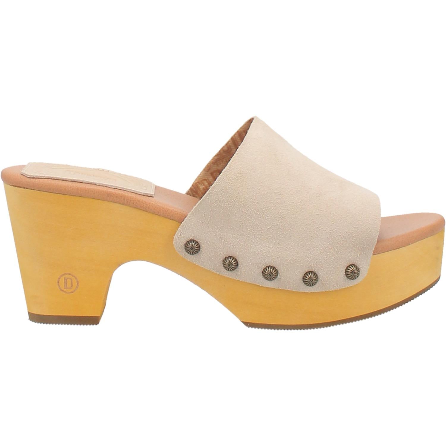 Beechwood Suede Leather Studded Platform Clogs ~ SAND SUEDE (DS) DP