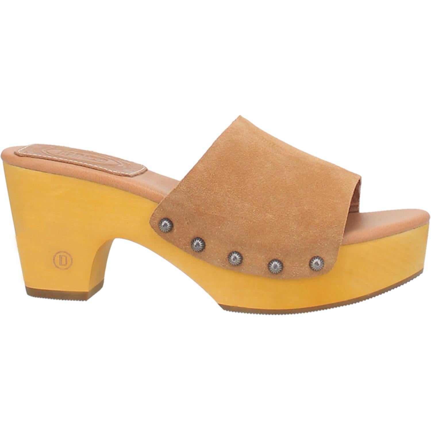 Beechwood Suede Leather Studded Platform Clogs ~ TAN SUEDE (DS) DP
