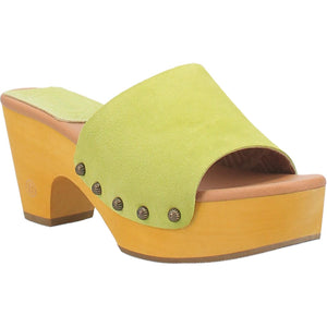 Beechwood Suede Leather Studded Platform Clogs ~ LIME GREEN SUEDE (DS) DP