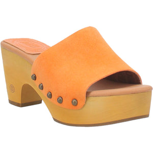 Beechwood Suede Leather Studded Platform Clogs ~ ORANGE SUEDE (DS) DP