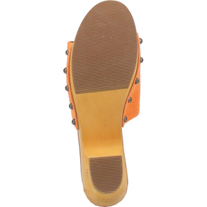 Beechwood Suede Leather Studded Platform Clogs ~ ORANGE SUEDE (DS) DP