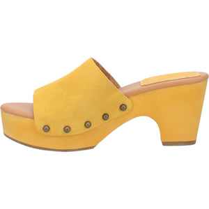 Beechwood Suede Leather Studded Platform Clogs ~ YELLOW SUEDE (DS) DP