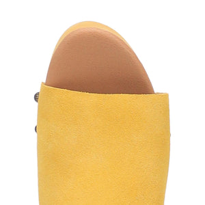 Beechwood Suede Leather Studded Platform Clogs ~ YELLOW SUEDE (DS) DP