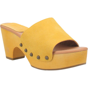 Beechwood Suede Leather Studded Platform Clogs ~ YELLOW SUEDE (DS) DP