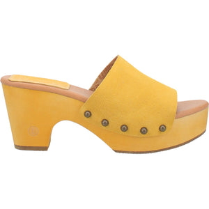 Beechwood Suede Leather Studded Platform Clogs ~ YELLOW SUEDE (DS) DP