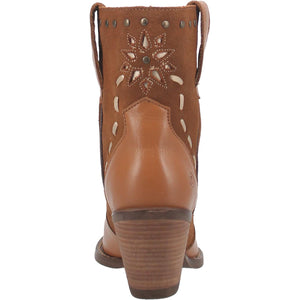 Old Town Studded Flower Camel Leather Suede Booties (DS)