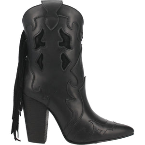 Lady's Night Black Leather Heel Booties (DS)