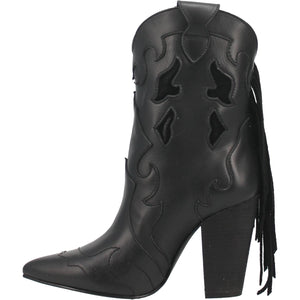 Lady's Night Black Leather Heel Booties (DS)