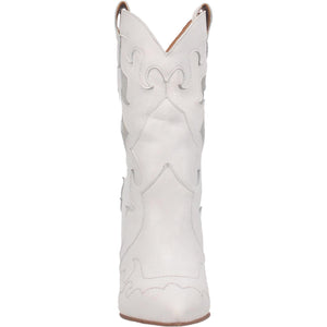 Lady's Night White Leather Heel Booties (DS)