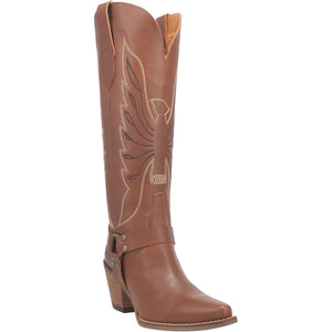 Heavens To Betsy Thunderbird Embroidered Brown Leather Harness Knee High Boots (DS)