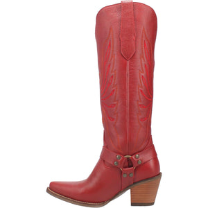 Heavens To Betsy Thunderbird Embroidered Red Leather Harness Knee High Boots (DS)
