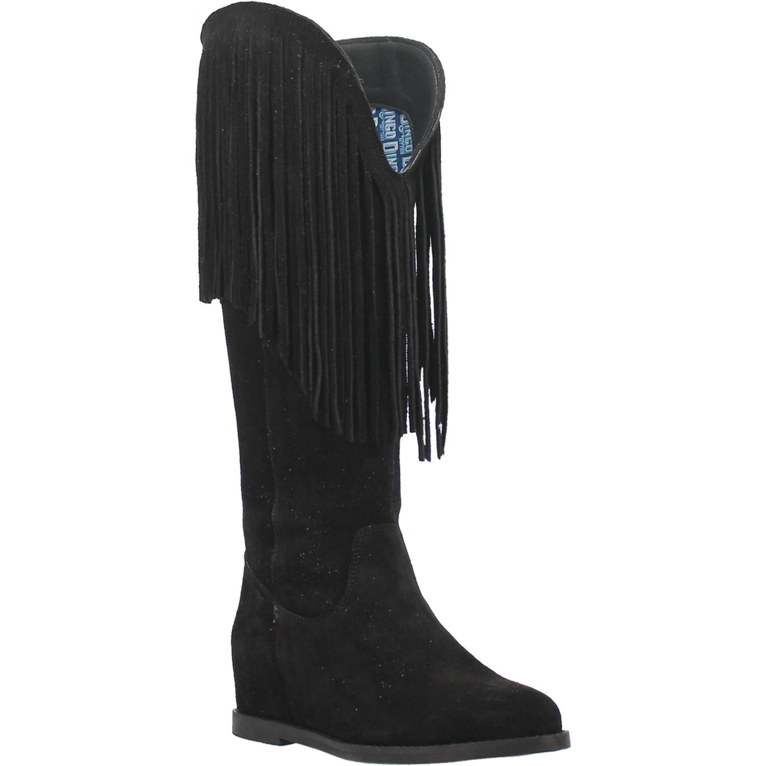 Hassie Black Suede Fringe Boots (DS)