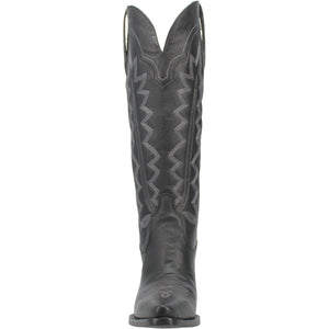 High Cotton Embroidered Black Leather Knee High Boots (DS)