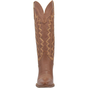 High Cotton Embroidered Brown Leather Knee High Boots (DS)