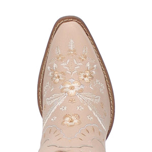 Full Bloom Sand Embroidered Flower Leather Boots (DS)