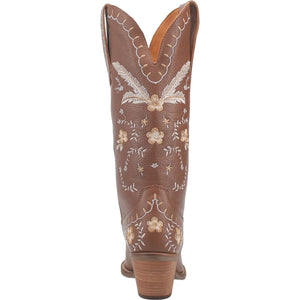 Full Bloom Brown Embroidered Flower Leather Boots (DS)