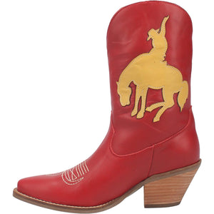 Let'Er Buck Red/Yellow Cowboy Design Leather Boots (DS)