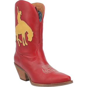Let'Er Buck Red/Yellow Cowboy Design Leather Boots (DS)