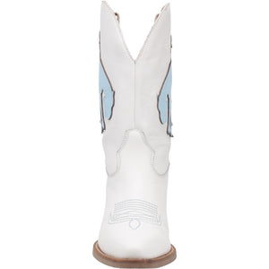 Let'Er Buck White/Blue Cowboy Design Leather Boots (DS)