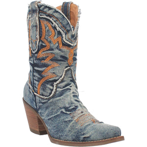 Y'all Need Dolly Distressed Denim Embroidered Boots (DS)