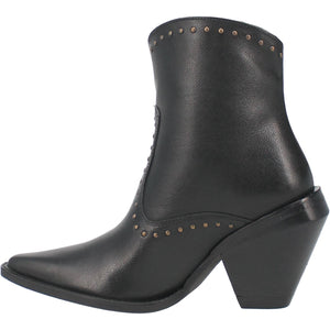 Classy N' Sassy Studded Black Leather Booties (DS)