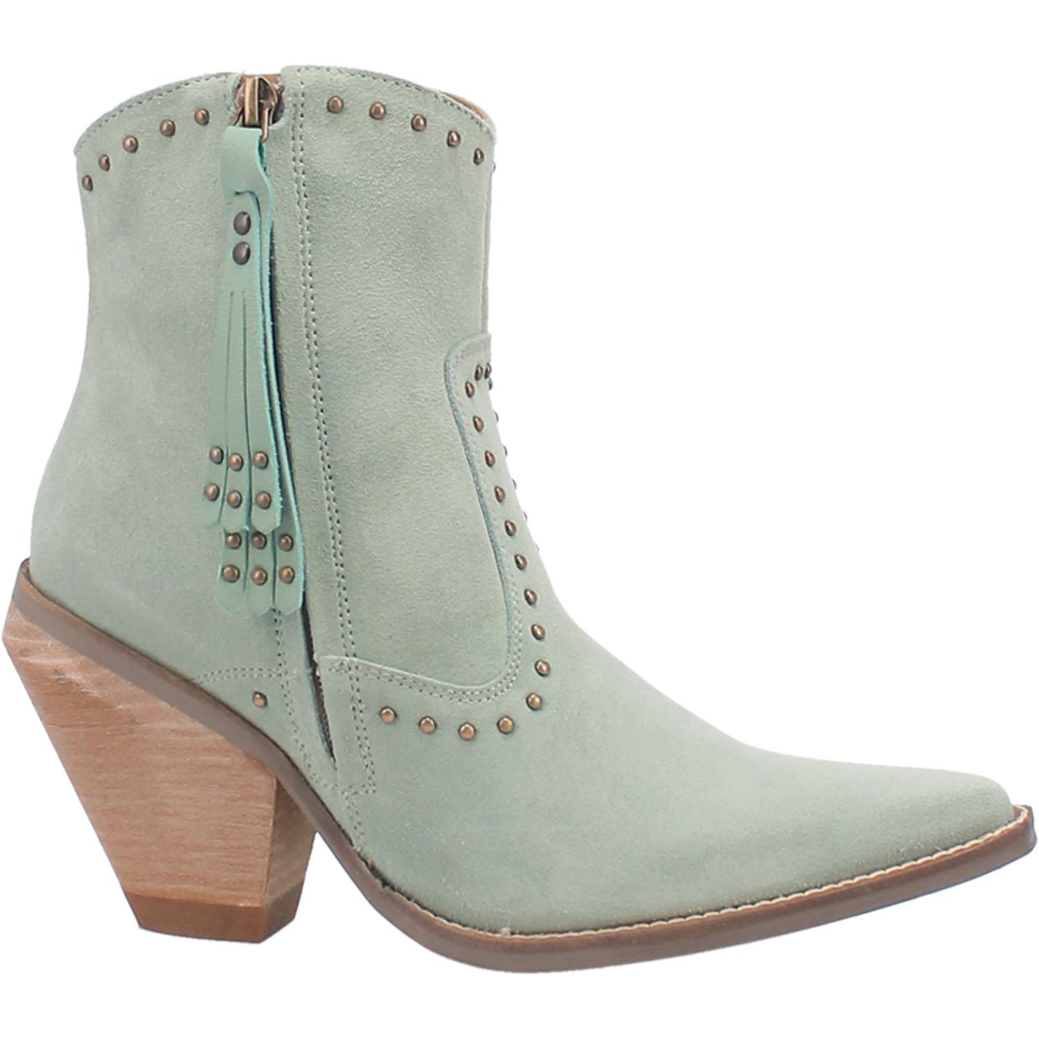 Classy N' Sassy Studded Mint Suede Booties (DS)