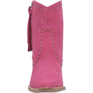 Classy N' Sassy Studded Fuchsia Suede Booties (DS)