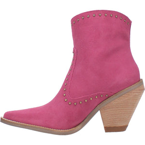 Classy N' Sassy Studded Fuchsia Suede Booties (DS)