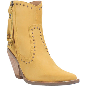 Classy N' Sassy Studded Yellow Suede Booties (DS)