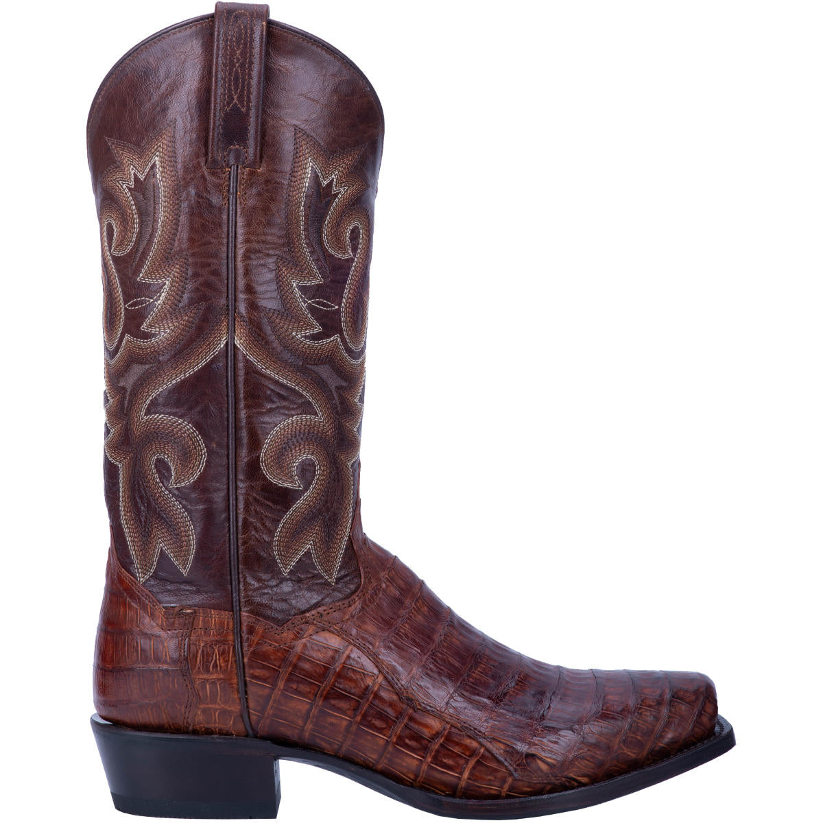 Bayou Dan Post Mens Caiman Cowboy Square Toe Boot BRASS (DS)