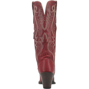 Marika Red Leather V Cut Front Knee High Boots (DS)