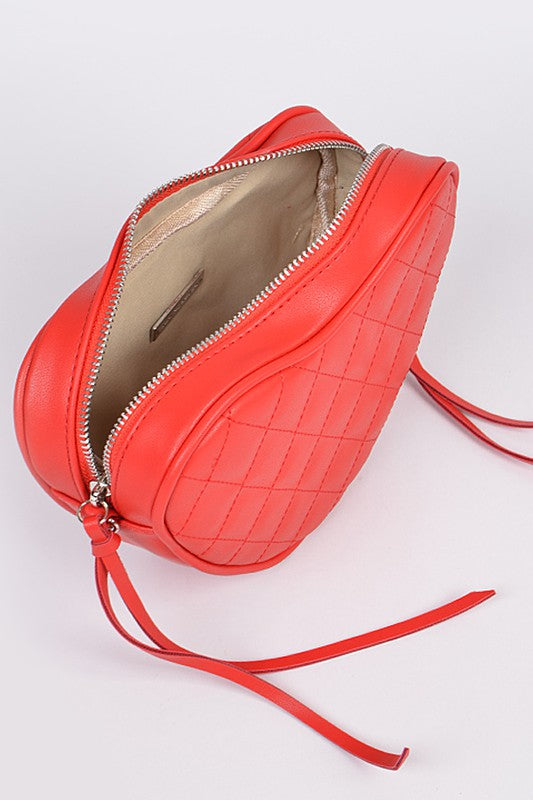 Heart Of The Matter Quilted Heart Shaped Crossbody Bag