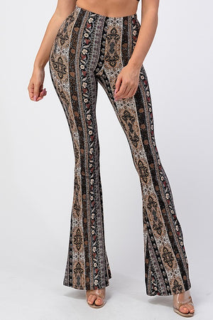 Force Of Nature Boho Floral Print Flare Pants