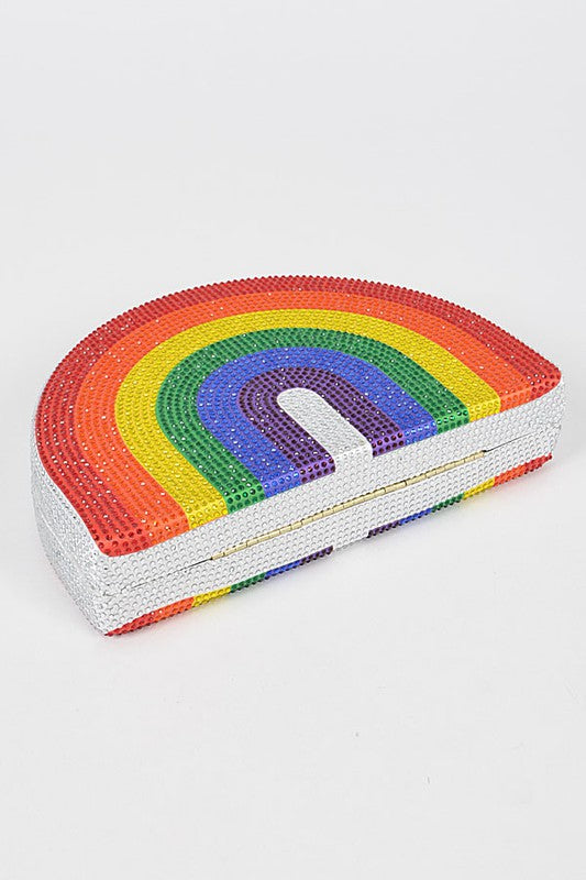 Catch The Rainbow Rhinestone Clutch/Cross Body Purse