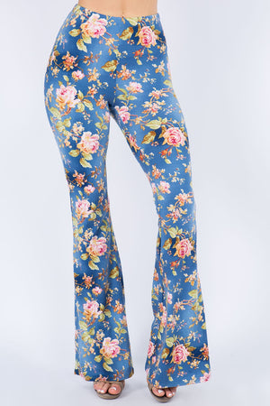 Wall Flower Floral Print Bell Bottom Flare Pants